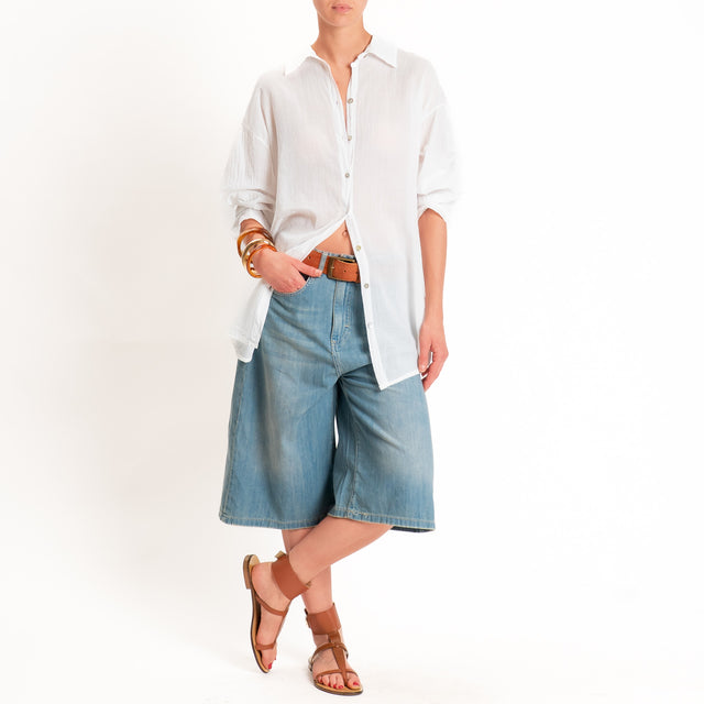 Tensione in-Camicia over mussola spacchi laterali - bianco