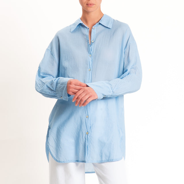 Tensione in-Camicia over mussola spacchi laterali - azzurro