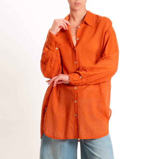 Tensione in-Camicia over mussola spacchi laterali - papaya