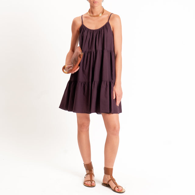 Tensione in-Abito corto mussola con balze - burgundy