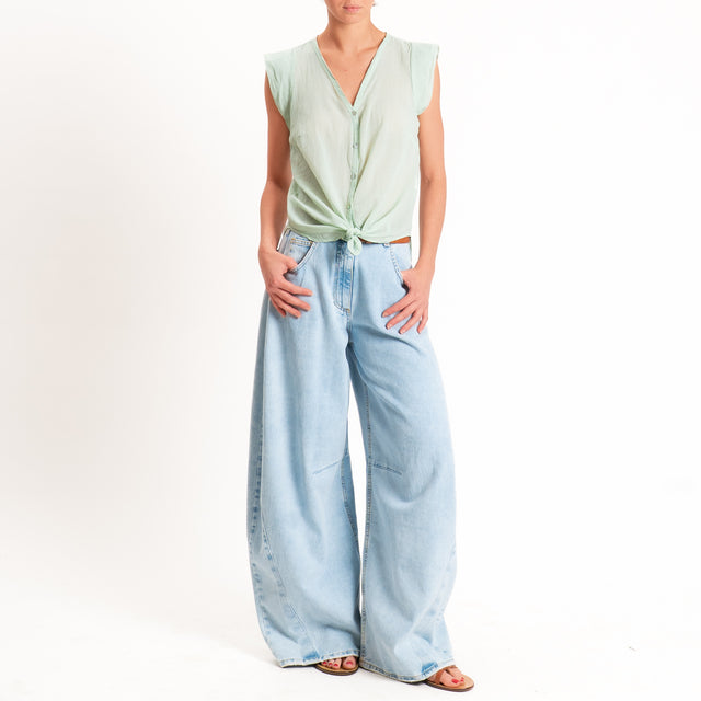 Tensione in-Camicia mussola smanicata - acqua