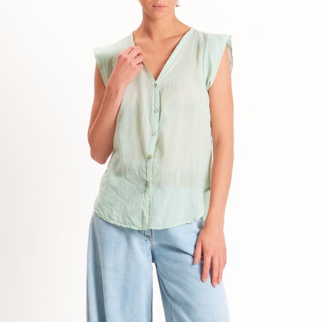 Tensione in-Camicia mussola smanicata - acqua