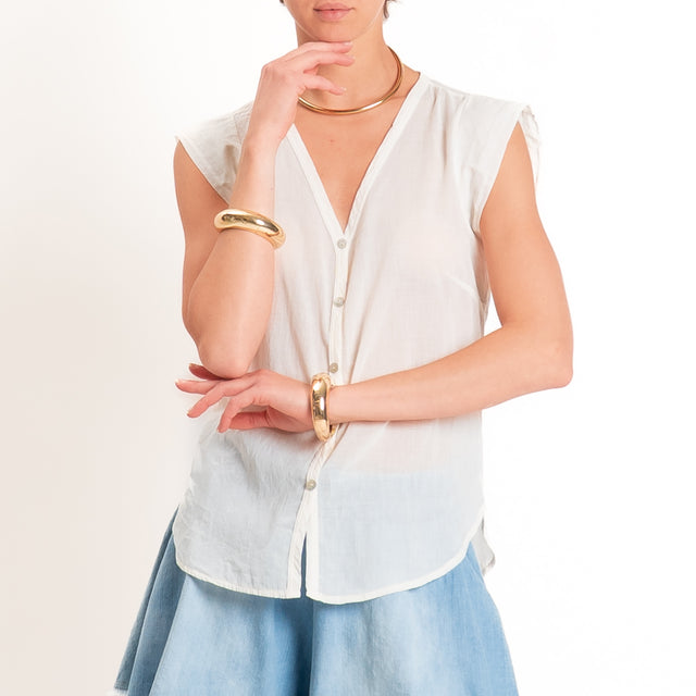 Tensione in-Camicia mussola smanicata - burro