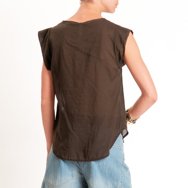 Tensione in-Camicia mussola smanicata scollo v - caffe'