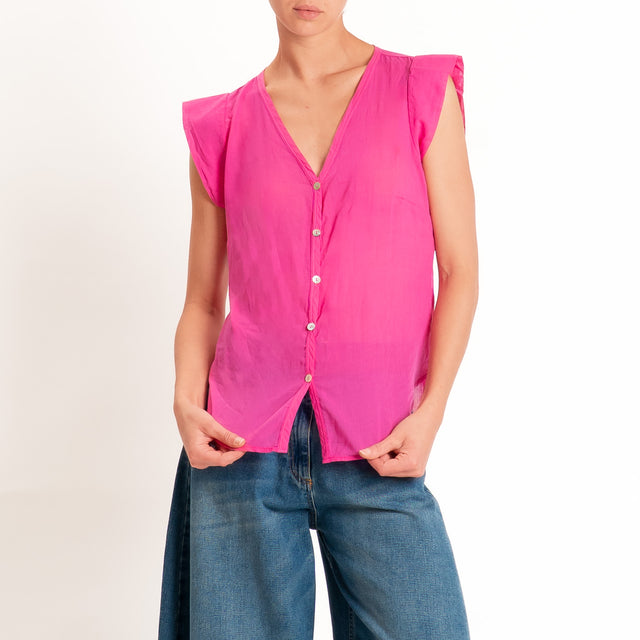 Tensione in-Camicia mussola smanicata scollo v - bouganville