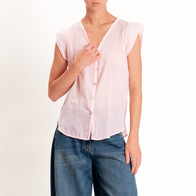 Tensione in-Camicia mussola smanicata scollo v - rose