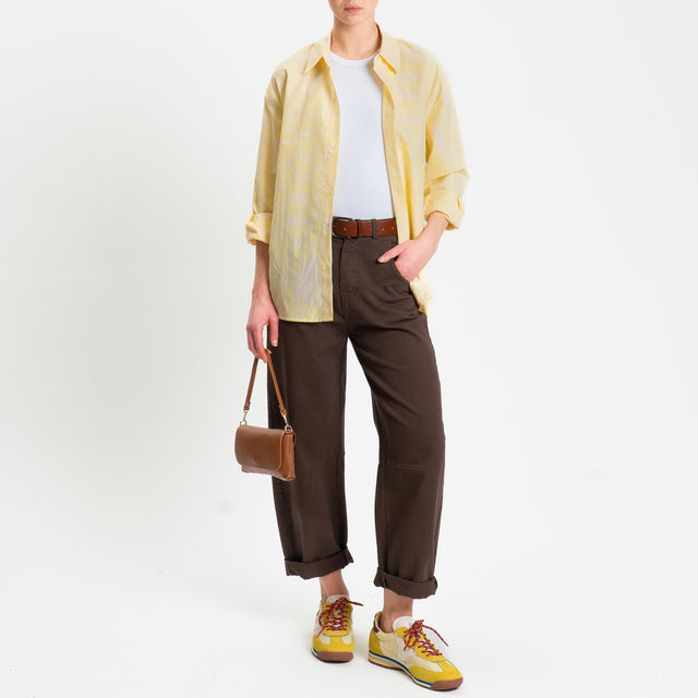 Tensione in-Pantalone barrel cotone elasticizzato elastico dietro - caffe'