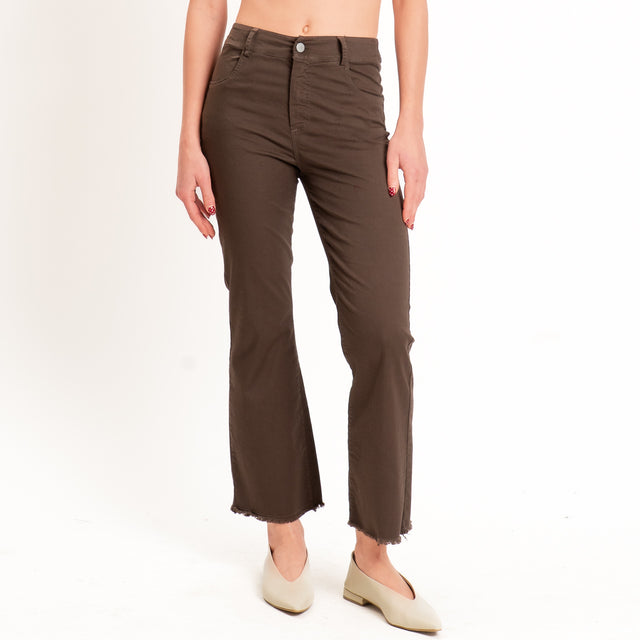 Tensione in-Pantalone bootcut orlo sfrangiato cotone - caffe'
