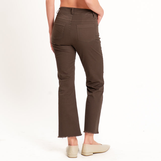 Tensione in-Pantalone bootcut orlo sfrangiato cotone - caffe'
