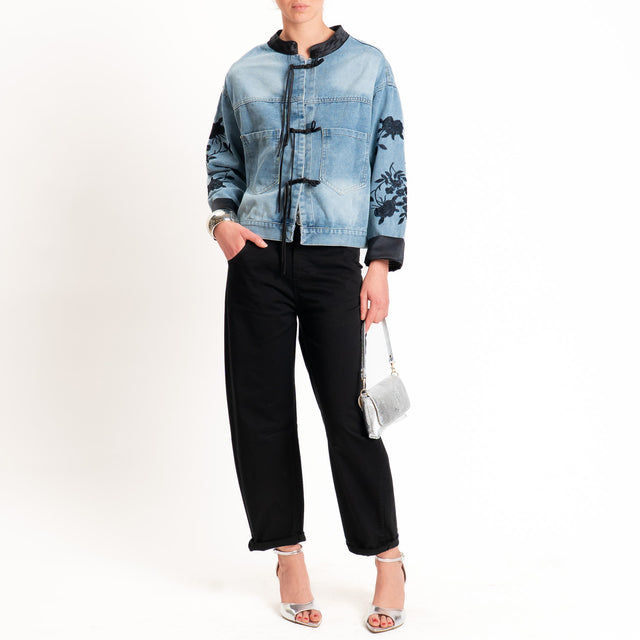 Tensione in-Pantalone barrel fit elastico dietro - nero