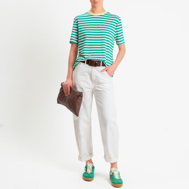 Tensione in-Pantalone barrel fit elastico dietro - latte