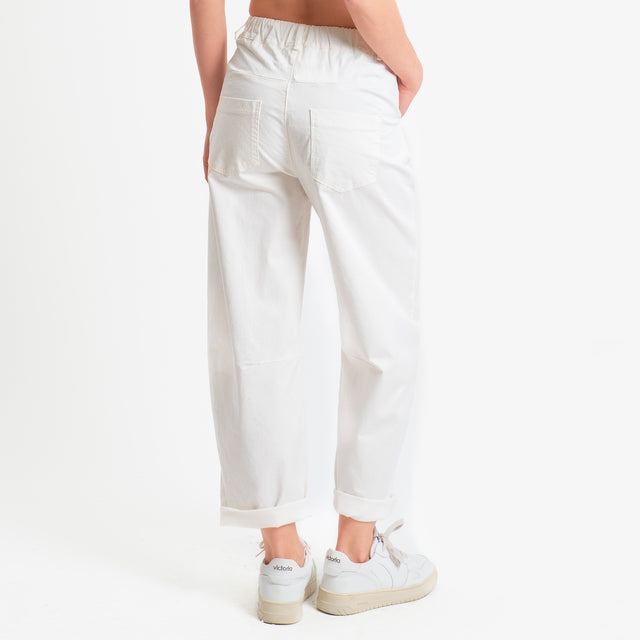 Tensione in-Pantalone barrel fit elastico dietro - latte