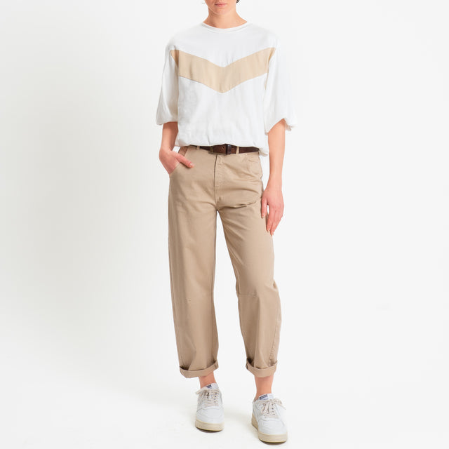 Tensione in-Pantalone barrel fit elastico dietro - sabbia