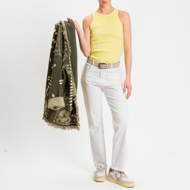 Tensione in-Pantalone sfrangiato slim straight- panna