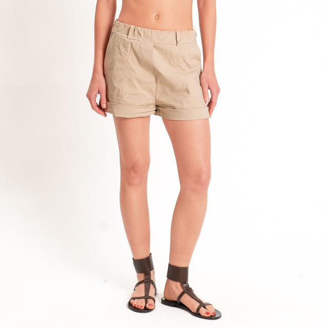 Tensione in-Shorts cotone super light elasticizzato - sabbia