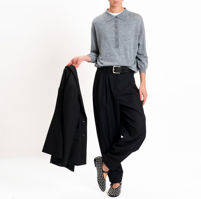 Tensione in-Pantalone misto lana con pinces - nero