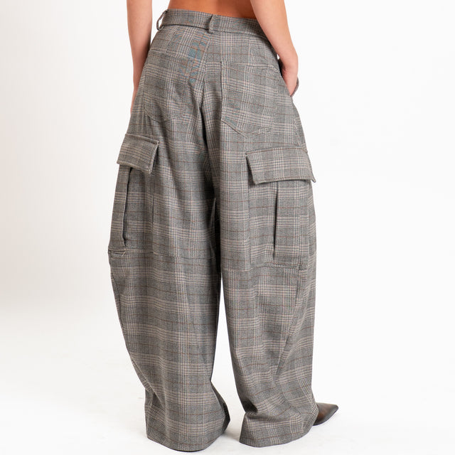 Tensione in-Pantalone cargo principe di galles - stone/cuoio/nero
