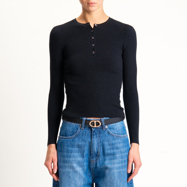 Tensione in-Maglia chester a costine - nero
