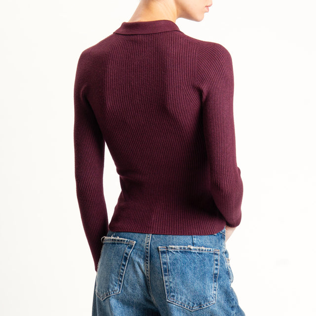 Tensione in-Maglia collo polo a costine - vino