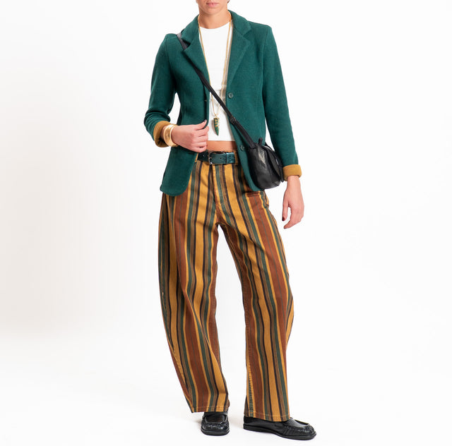 Tensione in-Pantalone a righe barrel fit - noce/choco/militare