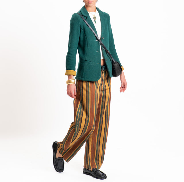Tensione in-Pantalone a righe barrel fit - noce/choco/militare