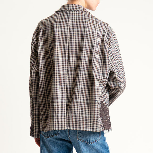 Tensione in-Giacca quadri con pizzo - beige/moro