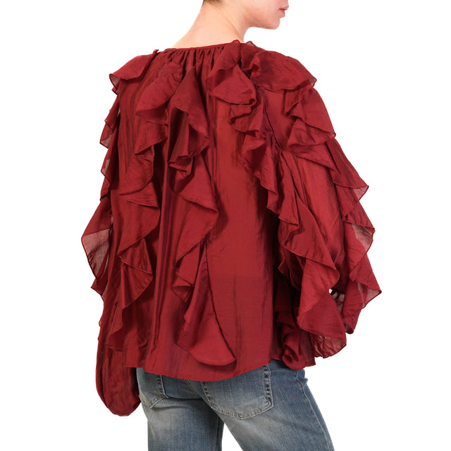 Tensione in-Camicia mussola con rouches - Bordeaux