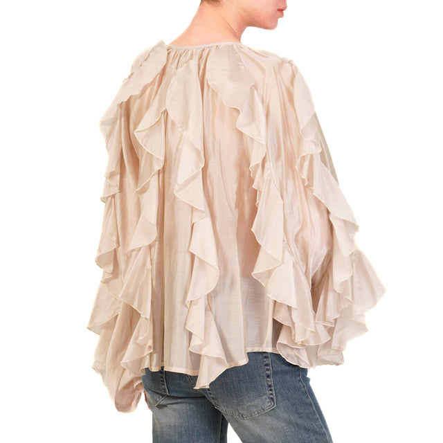 Camisa de muselina con volantes - nude
