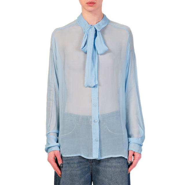 Tensione in-Camicia crêpe de chine - celeste
