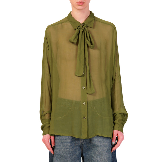 Tensione in-Camicia crêpe de chine - VERDE