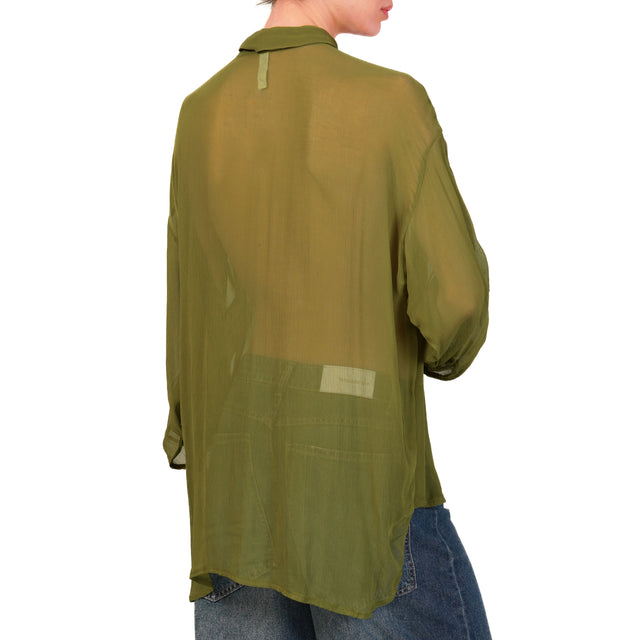 Tensione in-Camicia crêpe de chine - VERDE