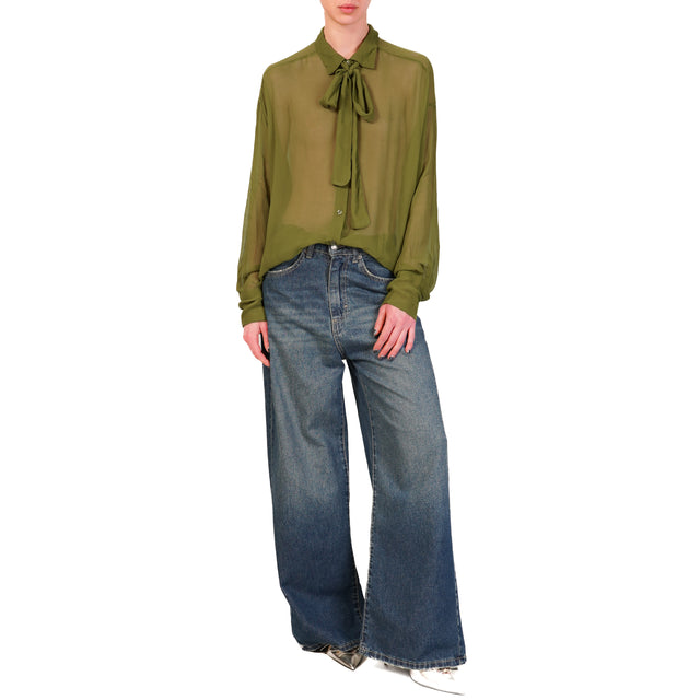 Tensione in-Camicia crêpe de chine - VERDE