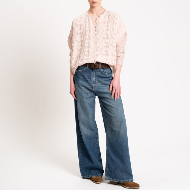 Tensione in-Camicia in mussola misto seta con ricami - cipria