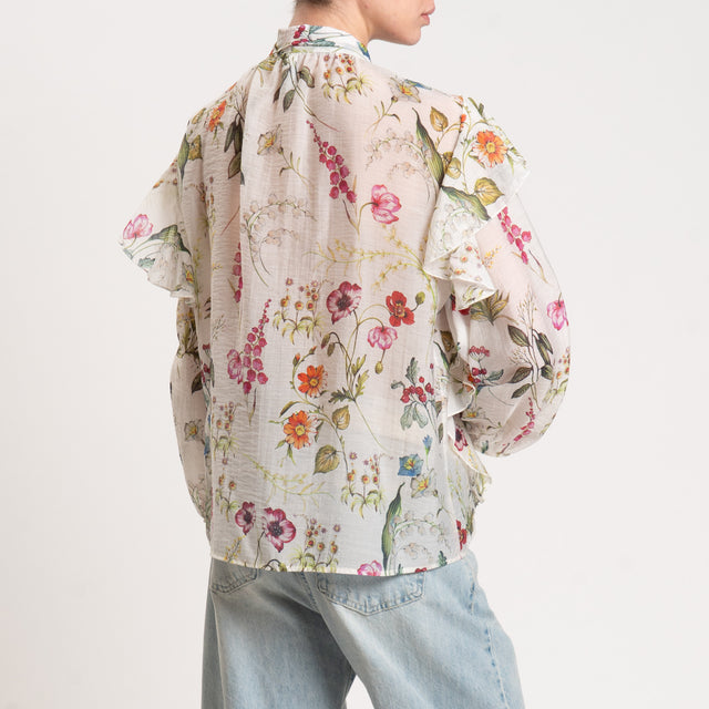 Tensione in-Camicia fantasia con rouches - latte
