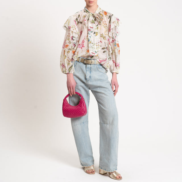 Tensione in-Camicia fantasia con rouches - latte