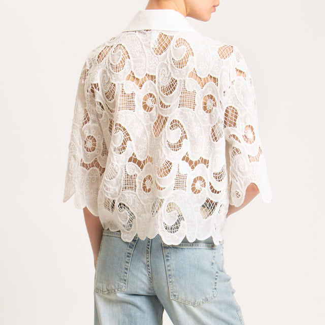 Tensione in-Camicia pizzo macramè - bianco
