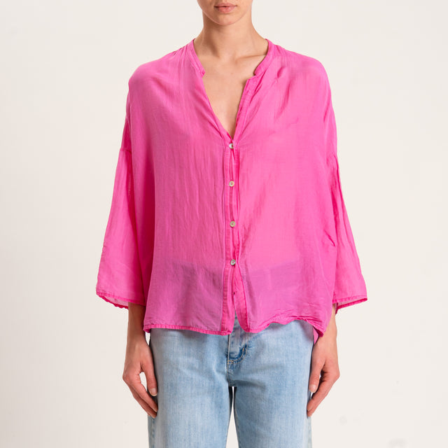 Tensione in-Camicia mussola misto seta - fucsia
