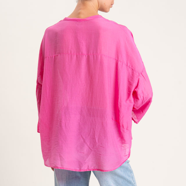 Tensione in-Camicia mussola misto seta - fucsia