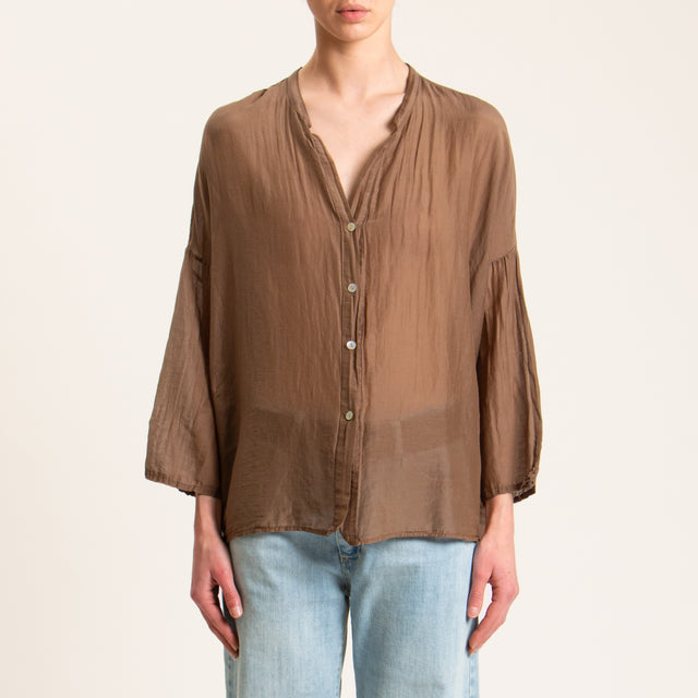 Tensione in-Camicia mussola misto seta - moka
