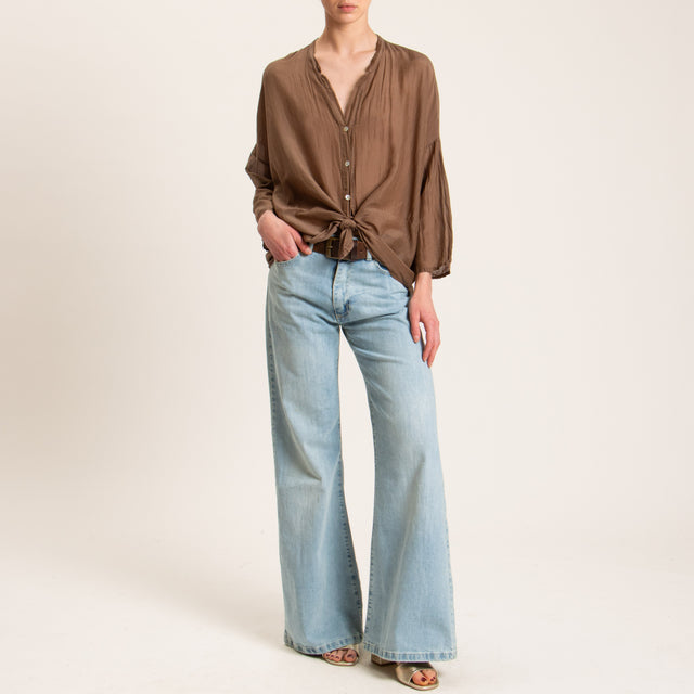 Tensione in-Camicia mussola misto seta - moka