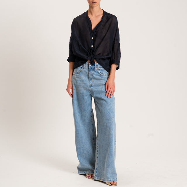 Tensione in-Camicia mussola misto seta - nero