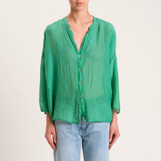Tensione in-Camicia mussola misto seta - VERDE