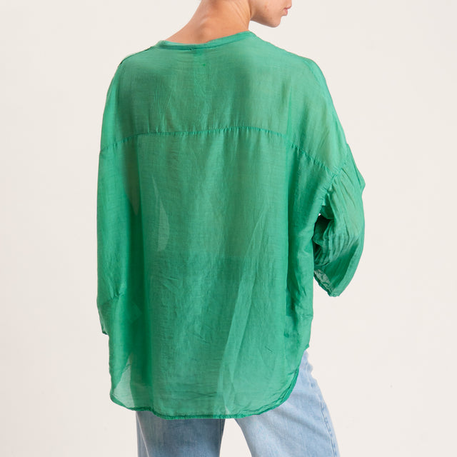 Tensione in-Camicia mussola misto seta - VERDE