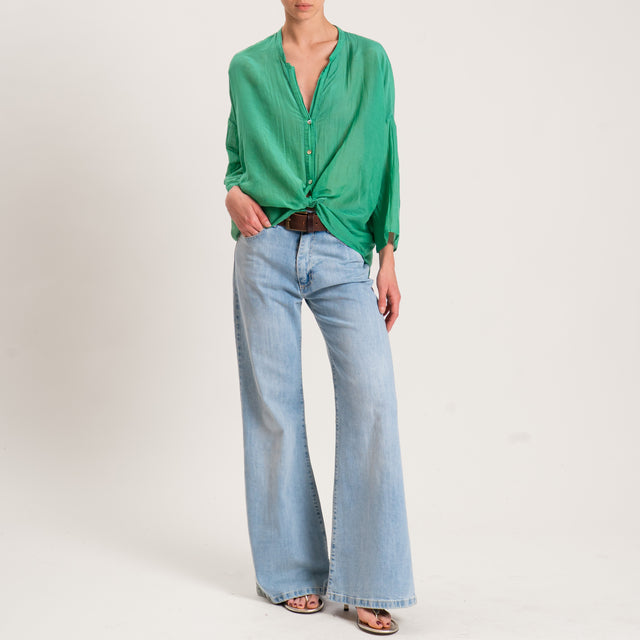 Tensione in-Camicia mussola misto seta - VERDE