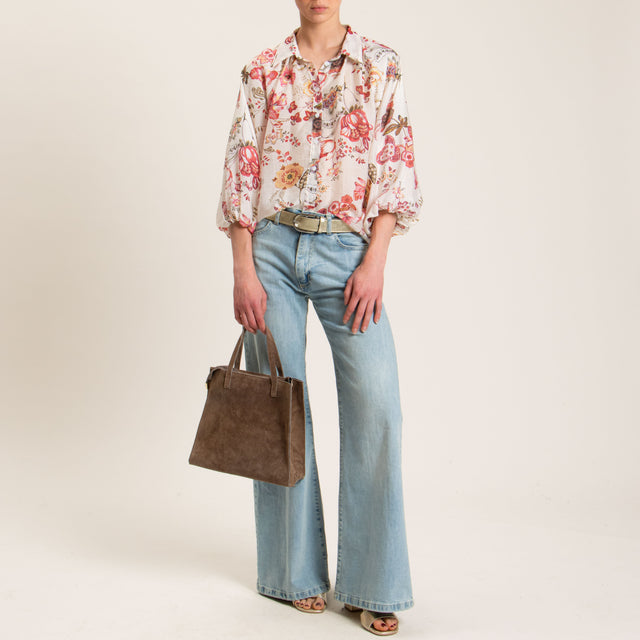 Tensione in-Camicia mussola fantasia floreale - burro/cherry/militare
