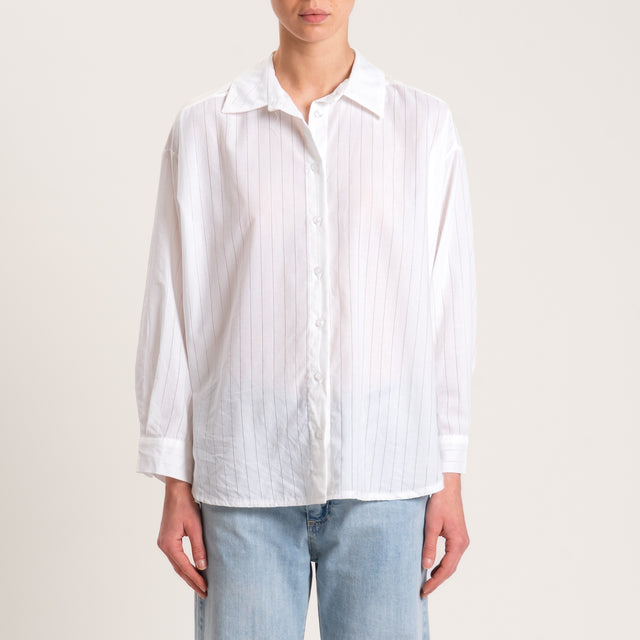 Camisa de muselina con rayas de tiza - blanca