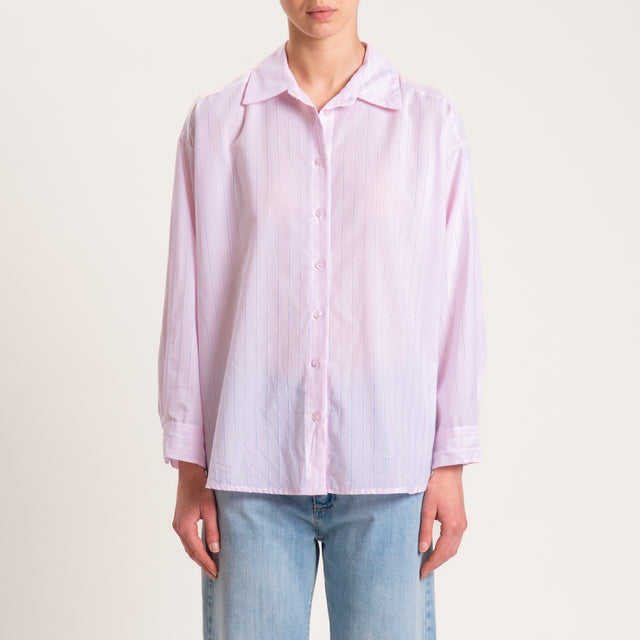 Camisa de muselina con rayas de tiza - rosa