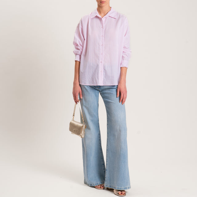 Camisa de muselina con rayas de tiza - rosa