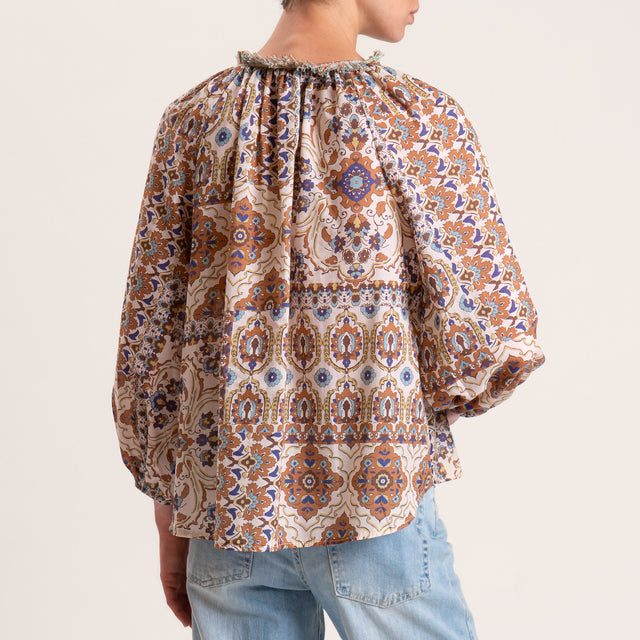 Tensione in-Blusa fantasia con nappine - sand/cuoio/acqua