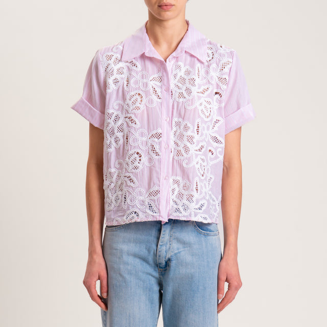 Camisa de tensión con bordado - rosa